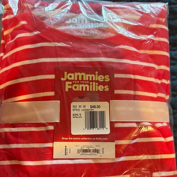 Jammies for Your Families Christmas Red Striped Pajama Mens Set SZ L - Picture 1 of 2